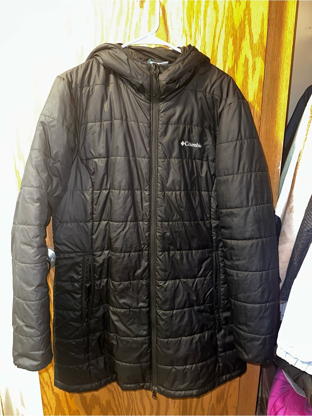 Columbia Black Quilted Hooded Long Puffer Coat